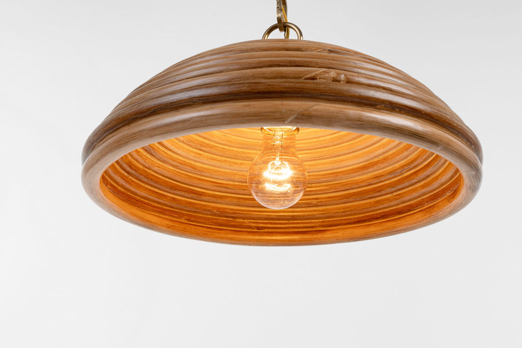 Emerson 16" Pendant | Hand-Rubbed Antique Brass | Natural Rattan Shade