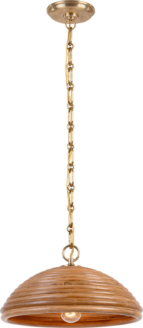 Emerson 16" Pendant | Hand-Rubbed Antique Brass | Natural Rattan Shade