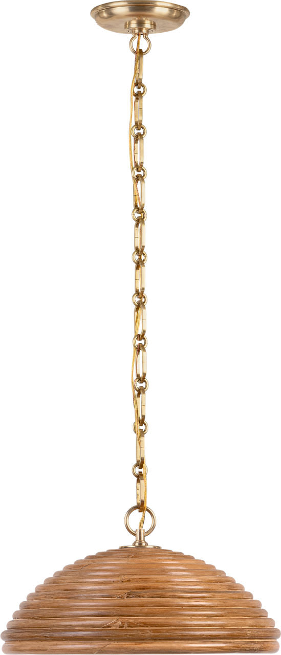 Emerson 16" Pendant | Hand-Rubbed Antique Brass | Natural Rattan Shade