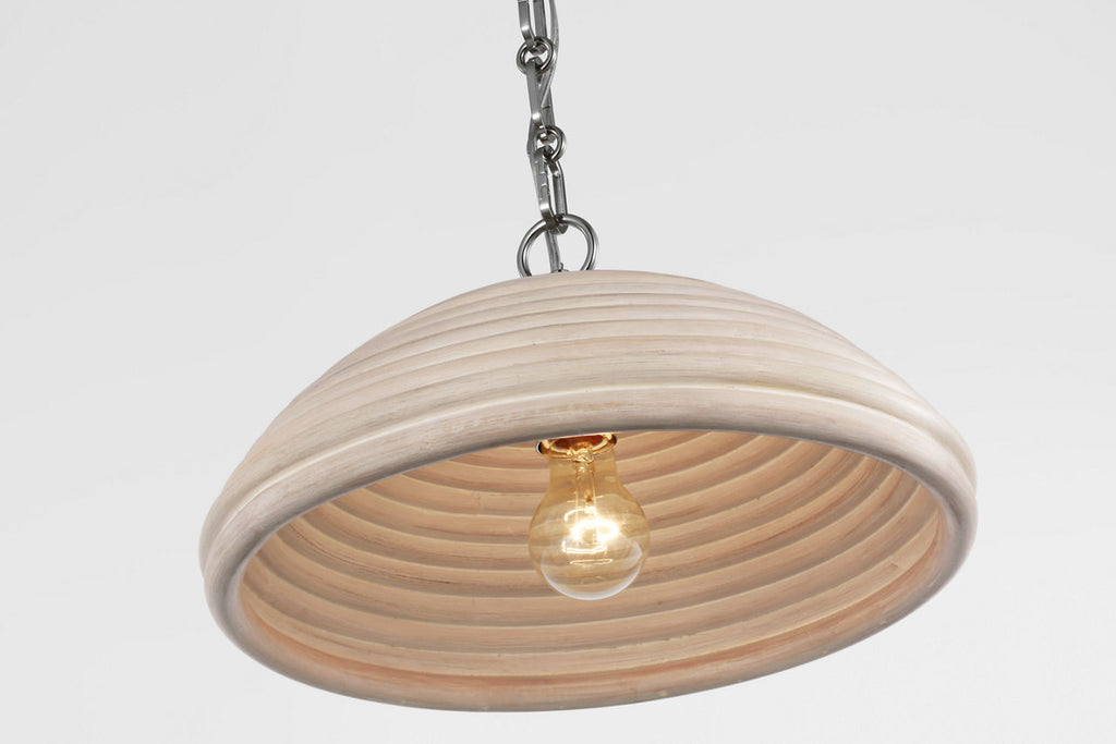 Emerson 16" Pendant | Polished Nickel | Ash Rattan Shade