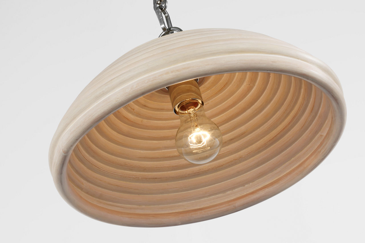 Emerson 16" Pendant | Polished Nickel | Ash Rattan Shade