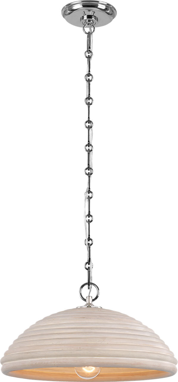 Emerson 16" Pendant | Polished Nickel | Ash Rattan Shade