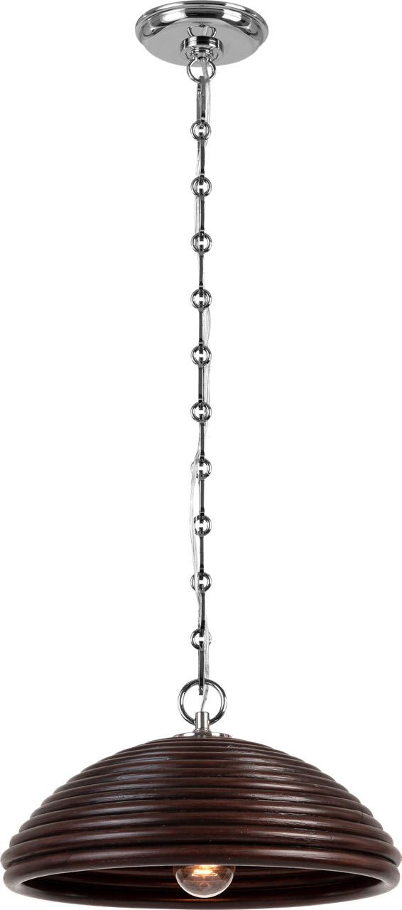Emerson 16" Pendant | Polished Nickel | Espresso Rattan Shade