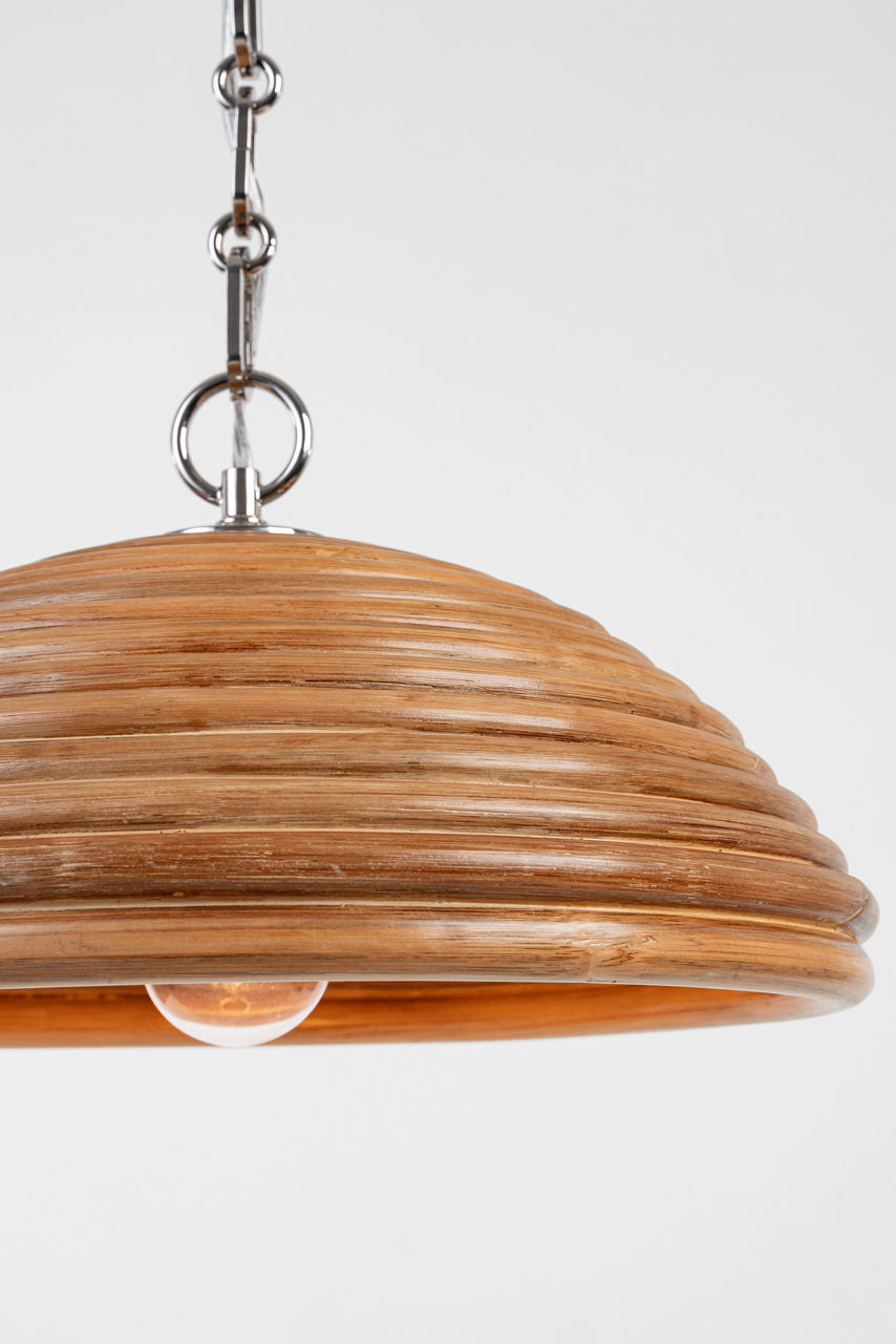 Emerson 16" Pendant | Polished Nickel | Natural Rattan Shade