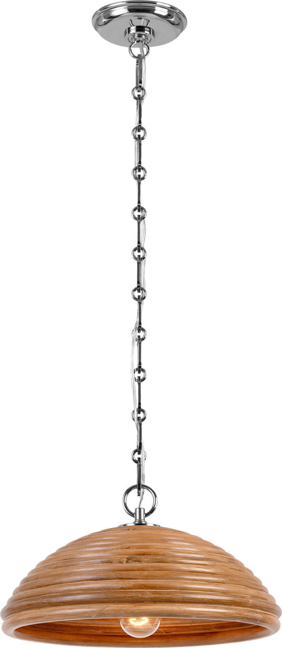 Emerson 16" Pendant | Polished Nickel | Natural Rattan Shade