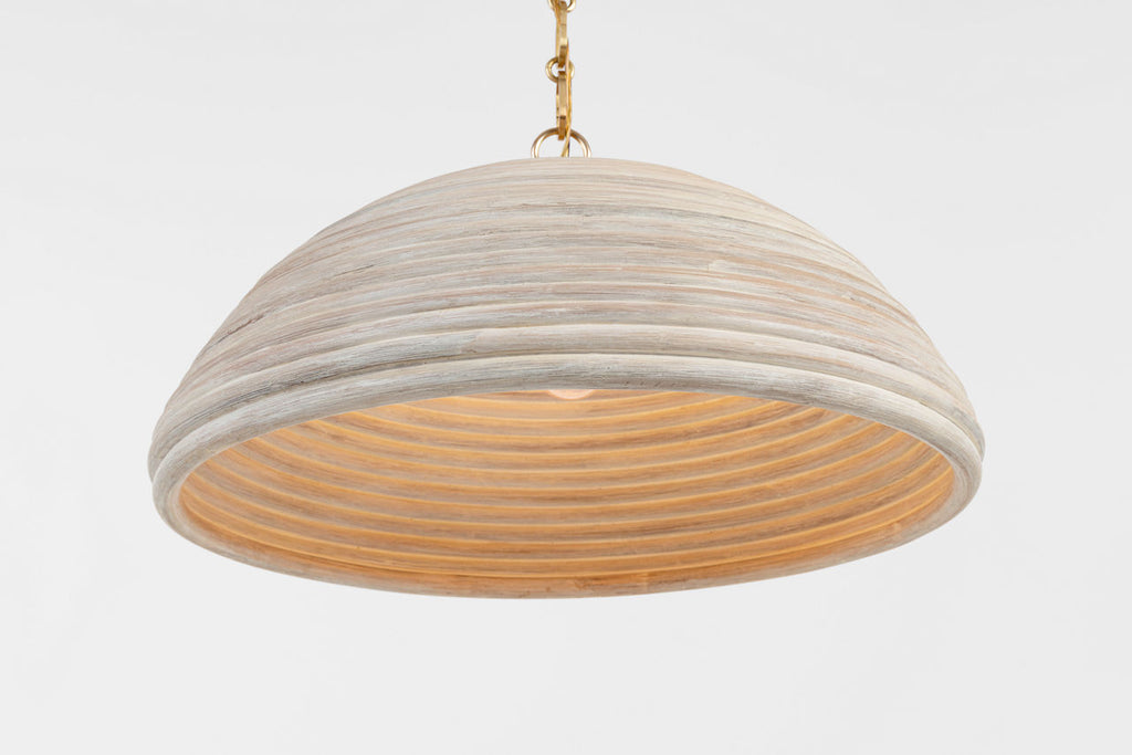 Emerson 23" Pendant | Hand-Rubbed Antique Brass | Ash Rattan Shade