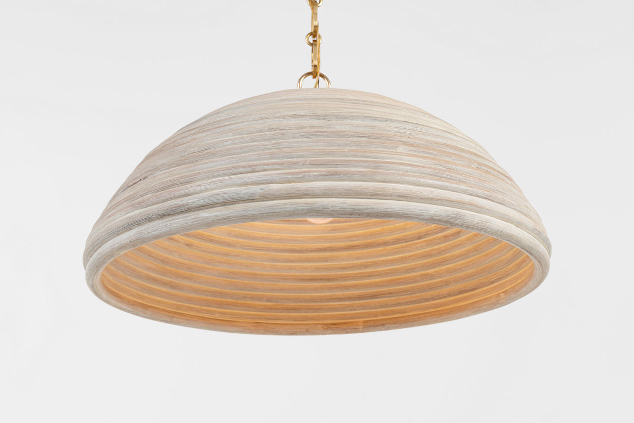 Emerson 23" Pendant | Hand-Rubbed Antique Brass | Ash Rattan Shade