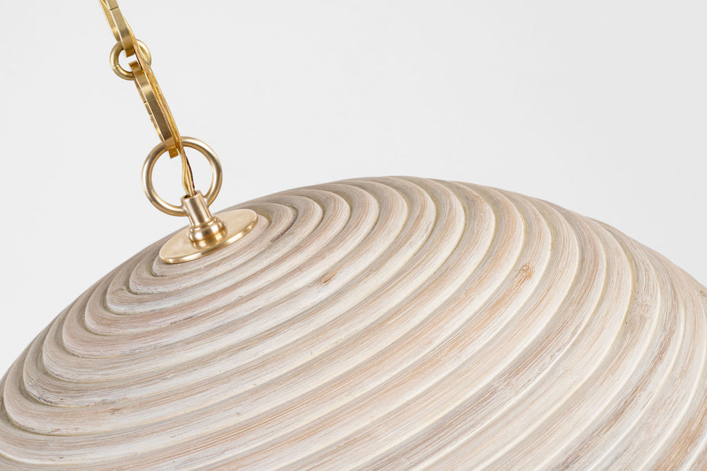 Emerson 23" Pendant | Hand-Rubbed Antique Brass | Ash Rattan Shade