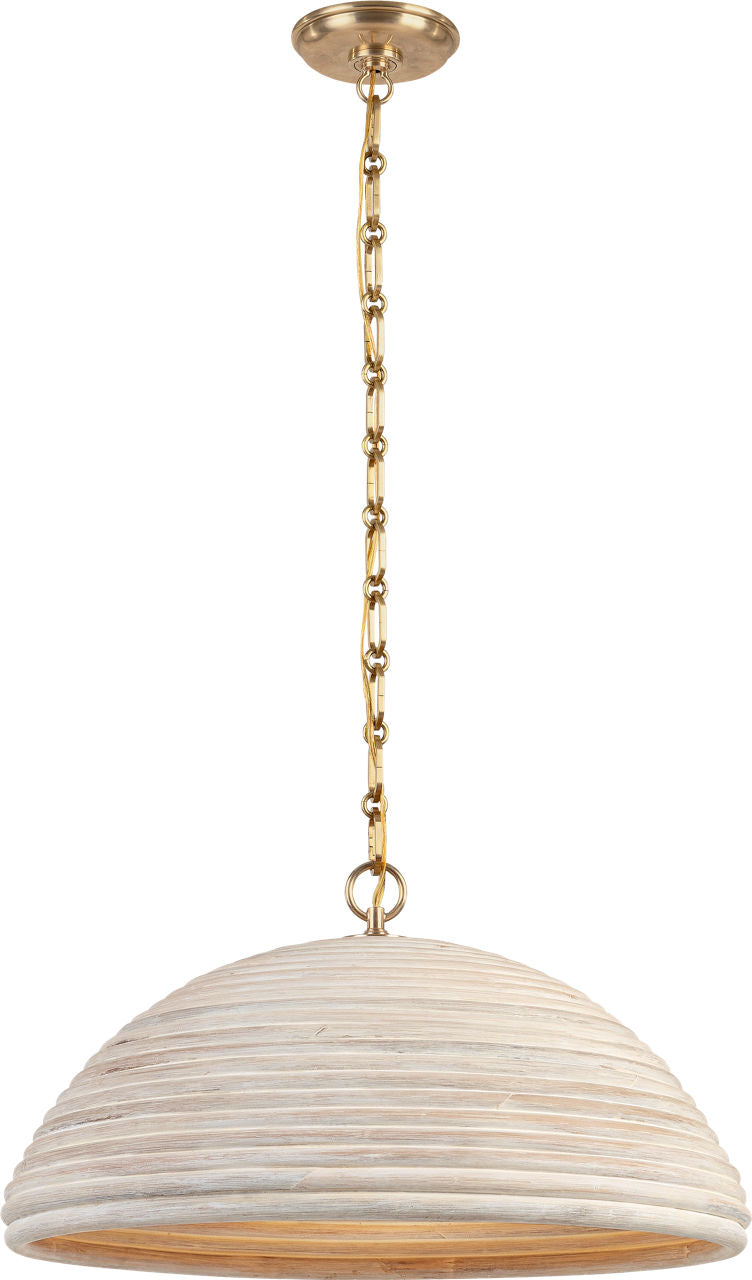 Emerson 23" Pendant | Hand-Rubbed Antique Brass | Ash Rattan Shade
