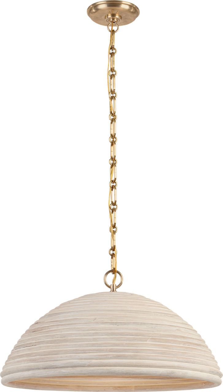 Emerson 23" Pendant | Hand-Rubbed Antique Brass | Ash Rattan Shade