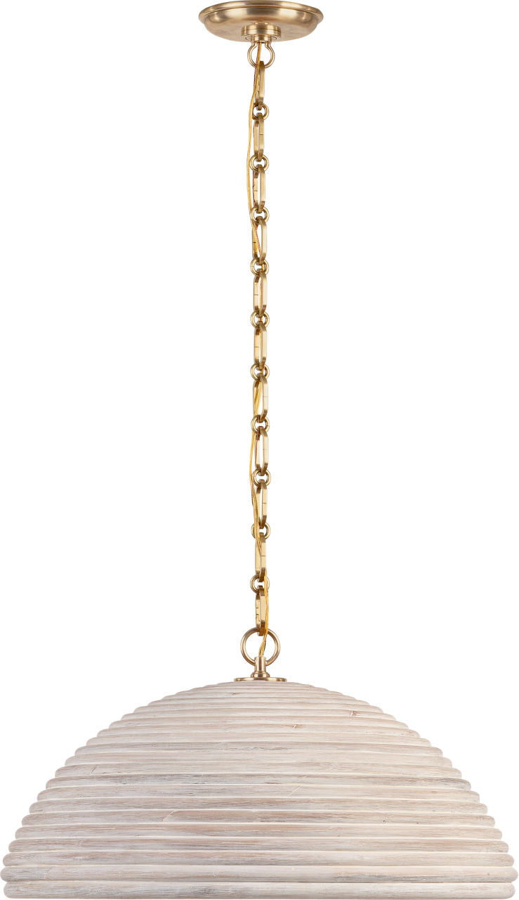 Emerson 23" Pendant | Hand-Rubbed Antique Brass | Ash Rattan Shade