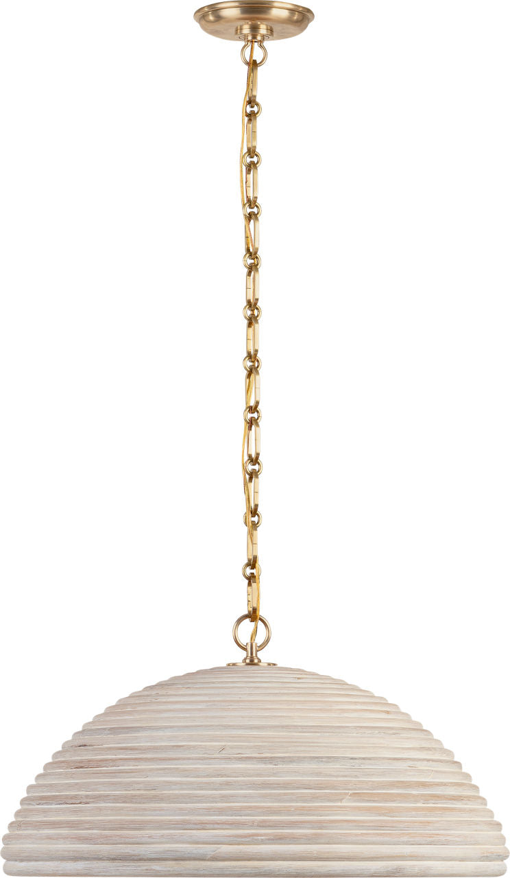 Emerson 23" Pendant | Hand-Rubbed Antique Brass | Ash Rattan Shade