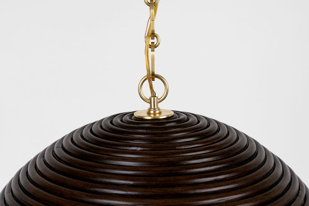 Emerson 23" Pendant | Hand-Rubbed Antique Brass | Espresso Rattan Shade