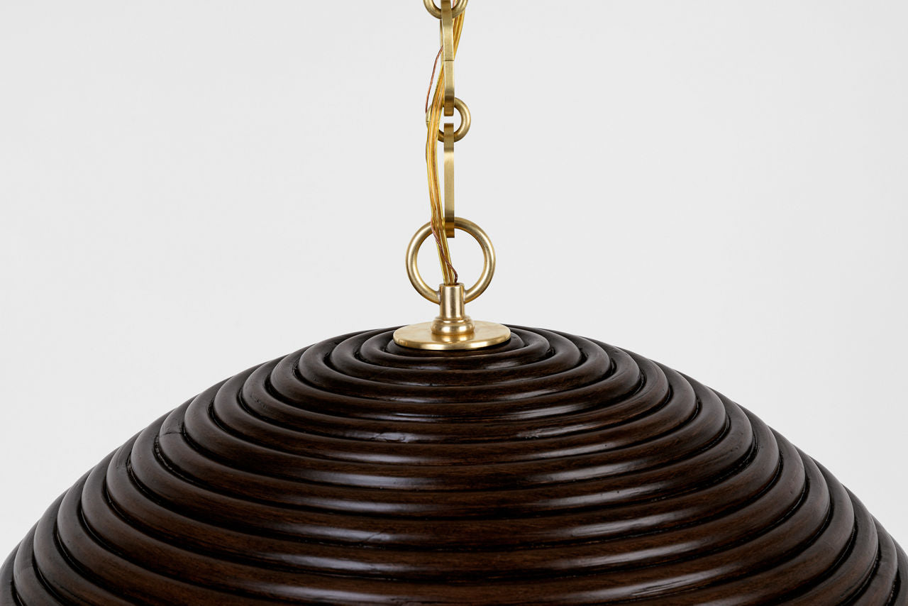 Emerson 23" Pendant | Hand-Rubbed Antique Brass | Espresso Rattan Shade