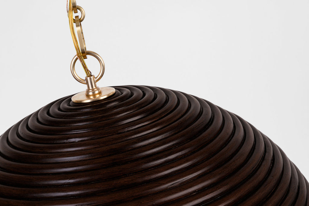 Emerson 23" Pendant | Hand-Rubbed Antique Brass | Espresso Rattan Shade