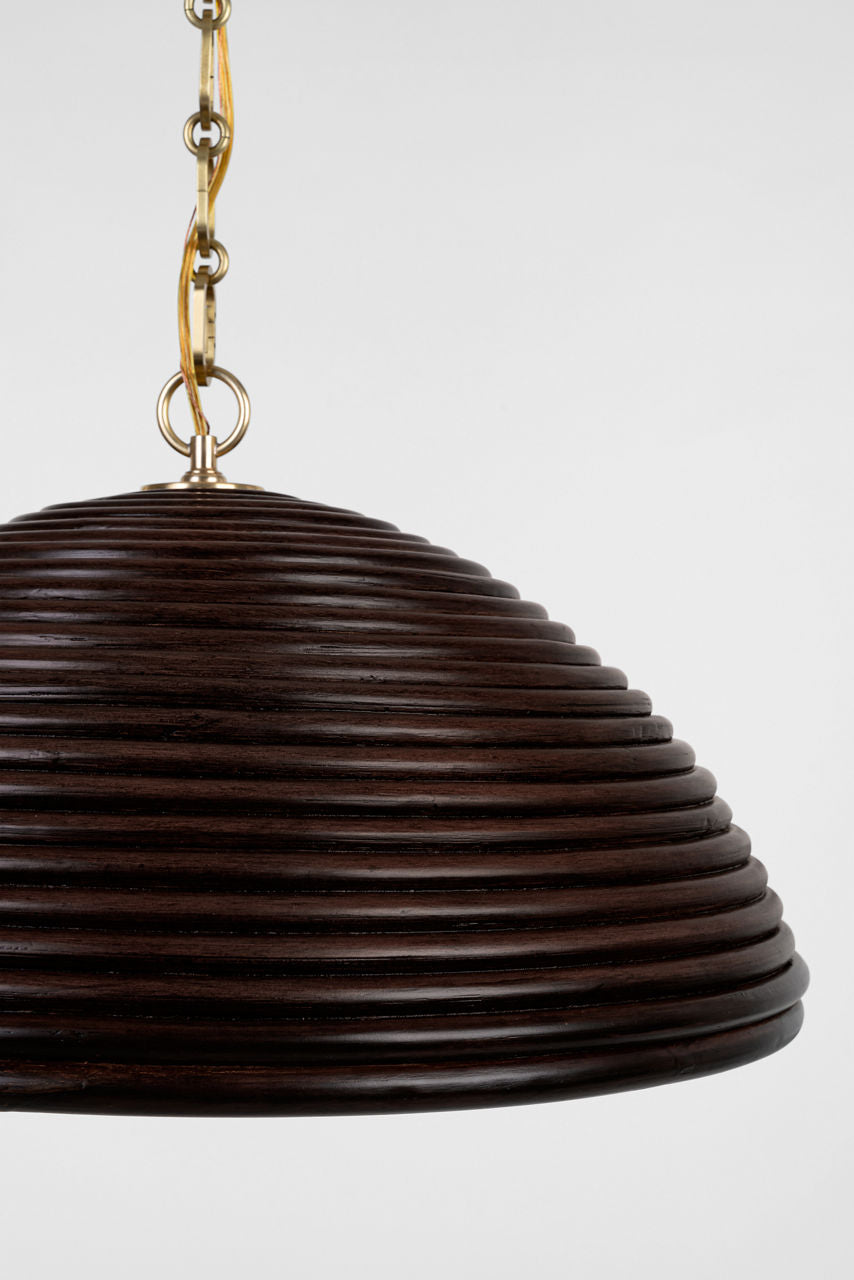 Emerson 23" Pendant | Hand-Rubbed Antique Brass | Espresso Rattan Shade