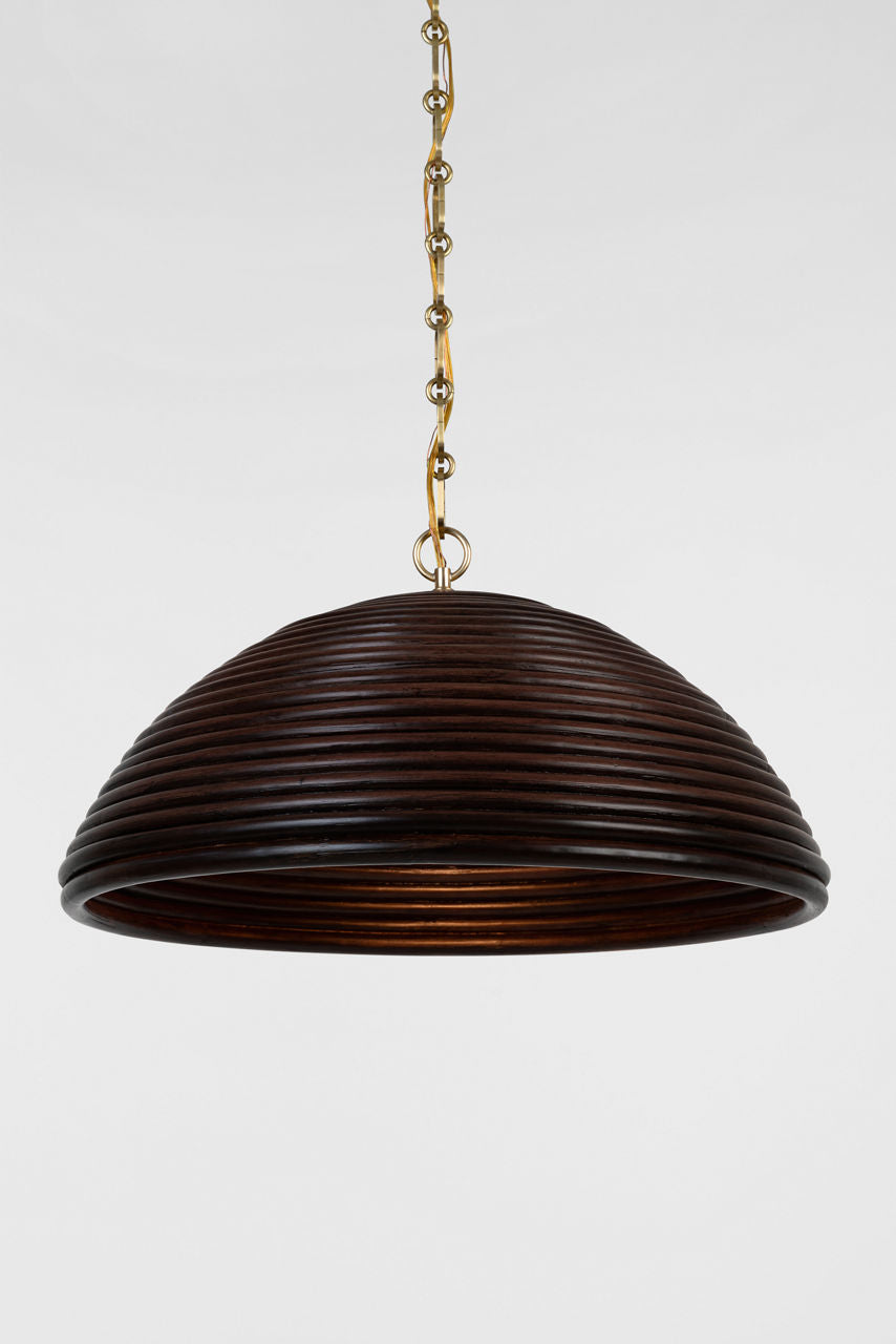 Emerson 23" Pendant | Hand-Rubbed Antique Brass | Espresso Rattan Shade
