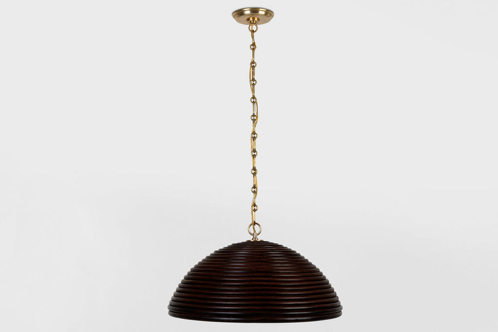 Emerson 23" Pendant | Hand-Rubbed Antique Brass | Espresso Rattan Shade