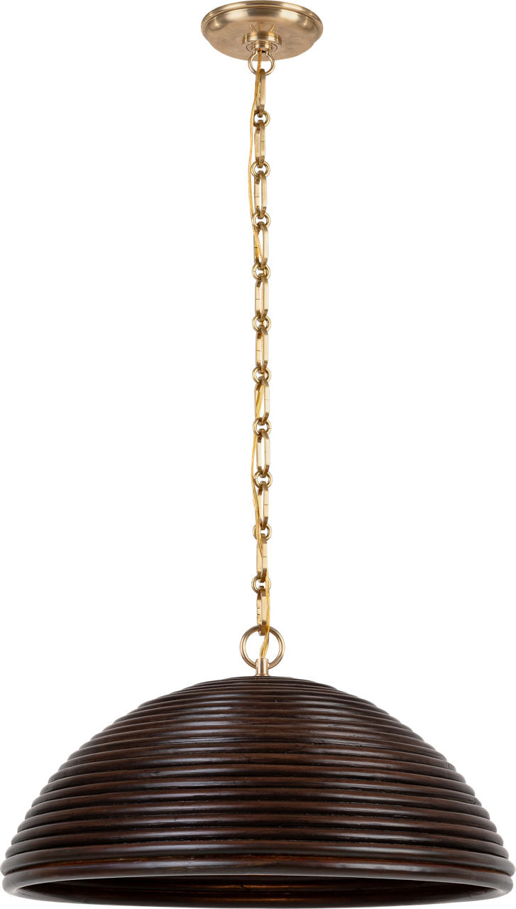 Emerson 23" Pendant | Hand-Rubbed Antique Brass | Espresso Rattan Shade