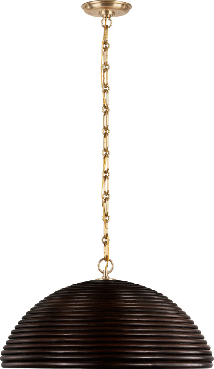 Emerson 23" Pendant | Hand-Rubbed Antique Brass | Espresso Rattan Shade