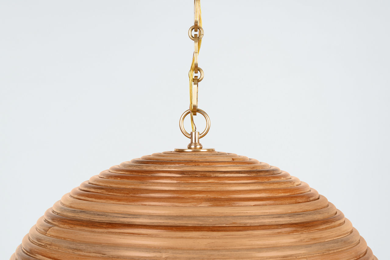 Emerson 23" Pendant | Hand-Rubbed Antique Brass | Natural Rattan Shade