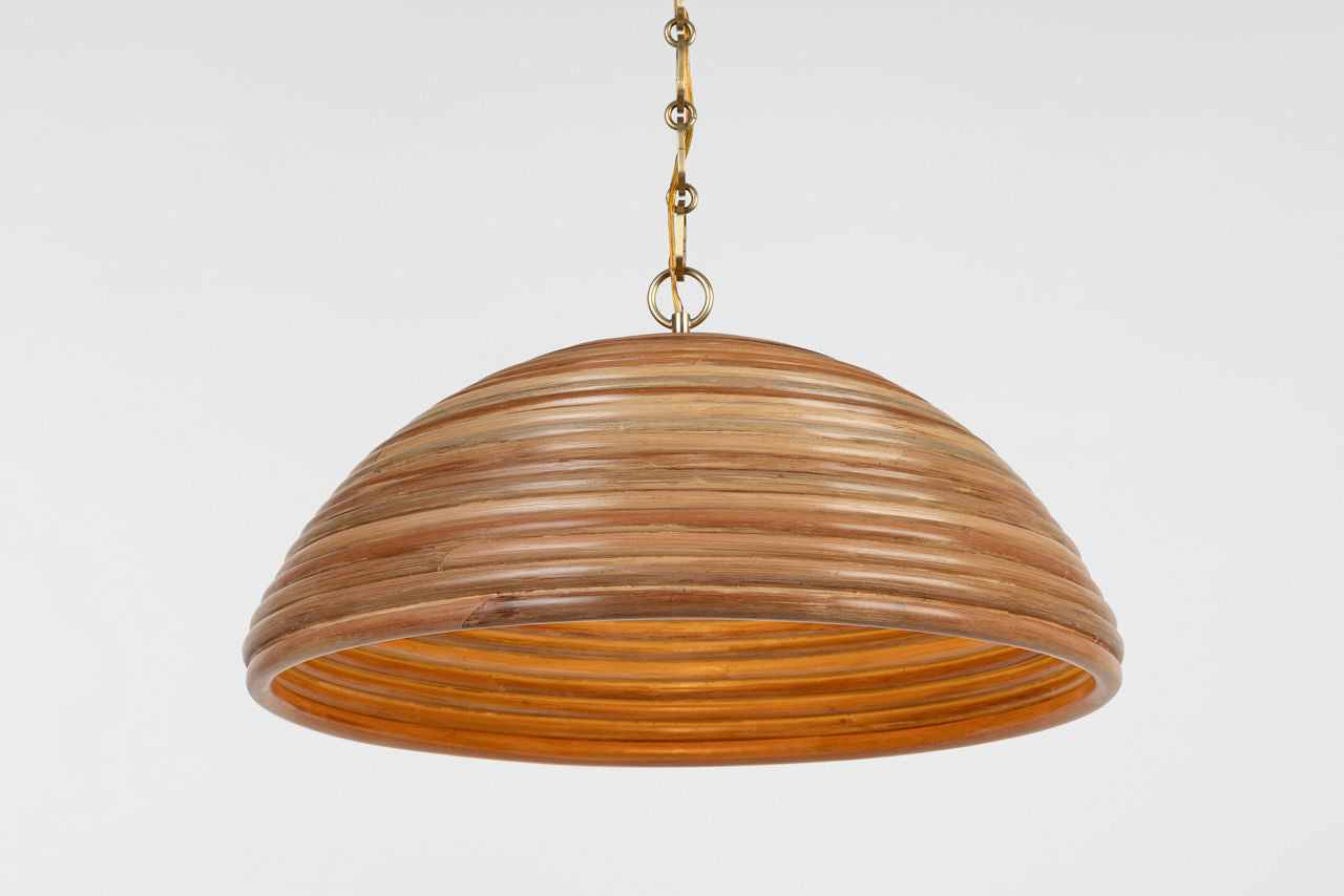 Emerson 23" Pendant | Hand-Rubbed Antique Brass | Natural Rattan Shade