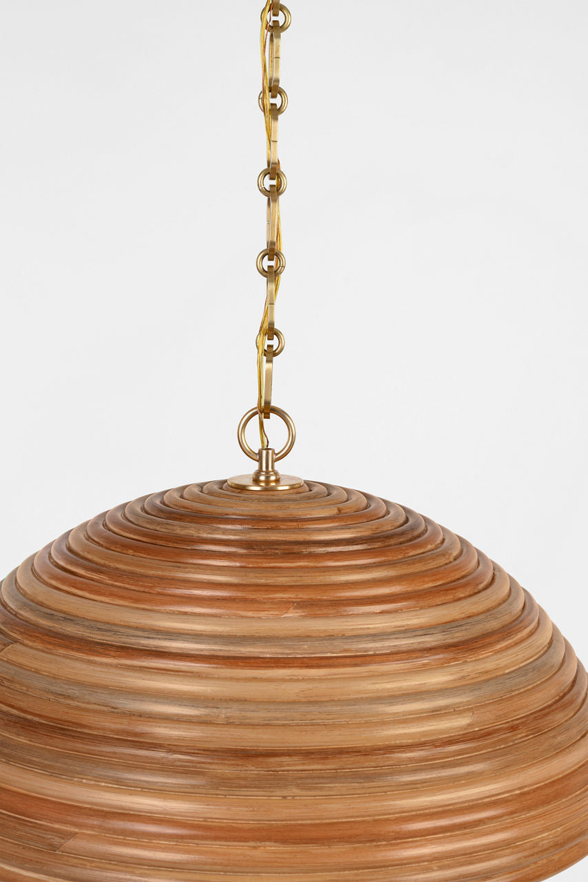 Emerson 23" Pendant | Hand-Rubbed Antique Brass | Natural Rattan Shade