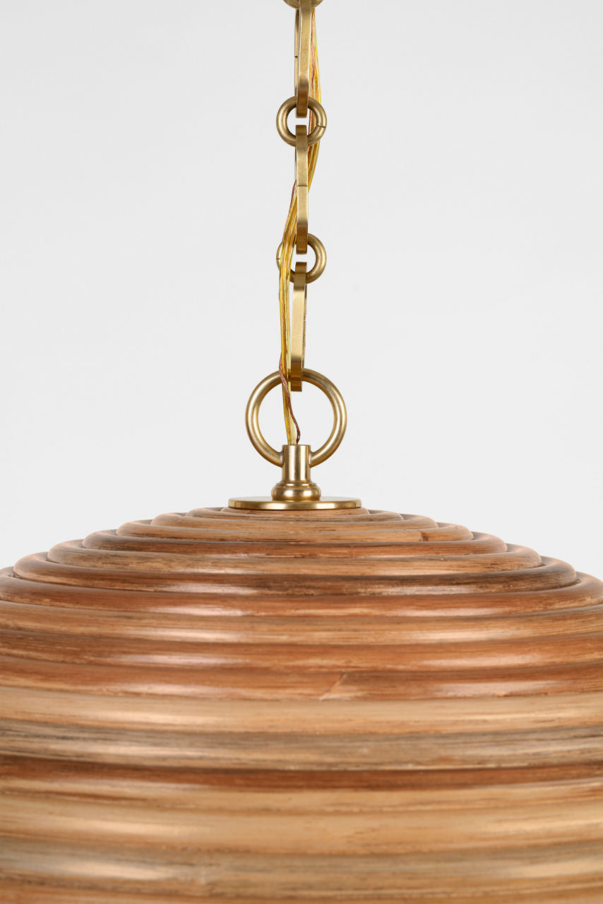Emerson 23" Pendant | Hand-Rubbed Antique Brass | Natural Rattan Shade