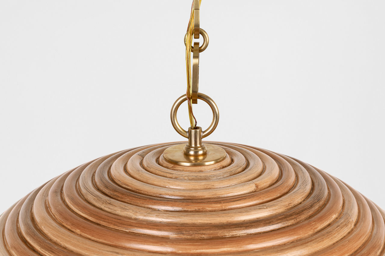 Emerson 23" Pendant | Hand-Rubbed Antique Brass | Natural Rattan Shade
