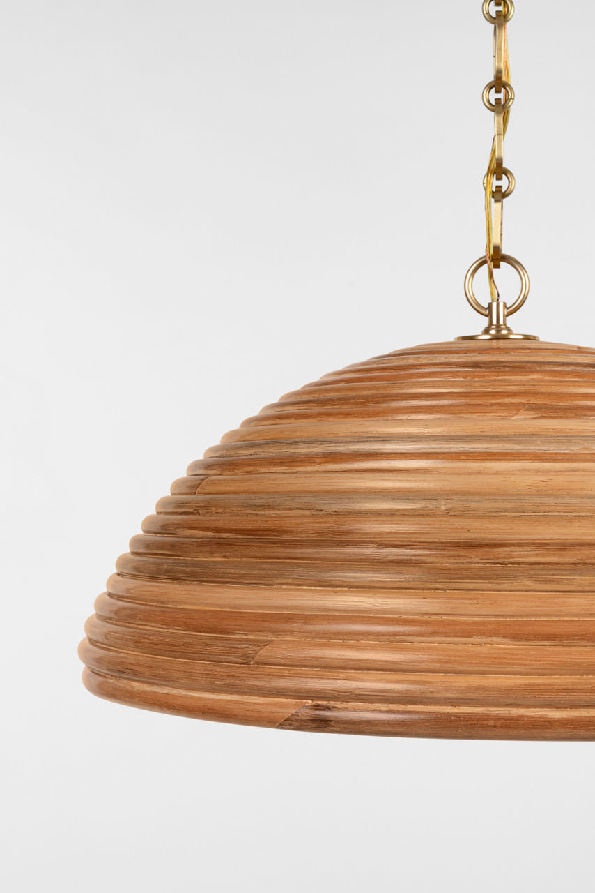 Emerson 23" Pendant | Hand-Rubbed Antique Brass | Natural Rattan Shade