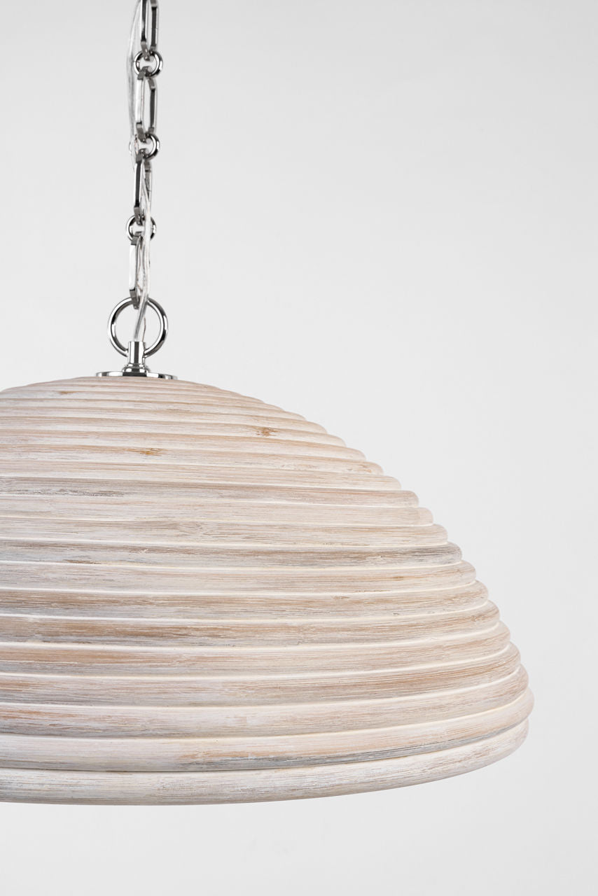 Emerson 23" Pendant | Polished Nickel | Ash Rattan Shade