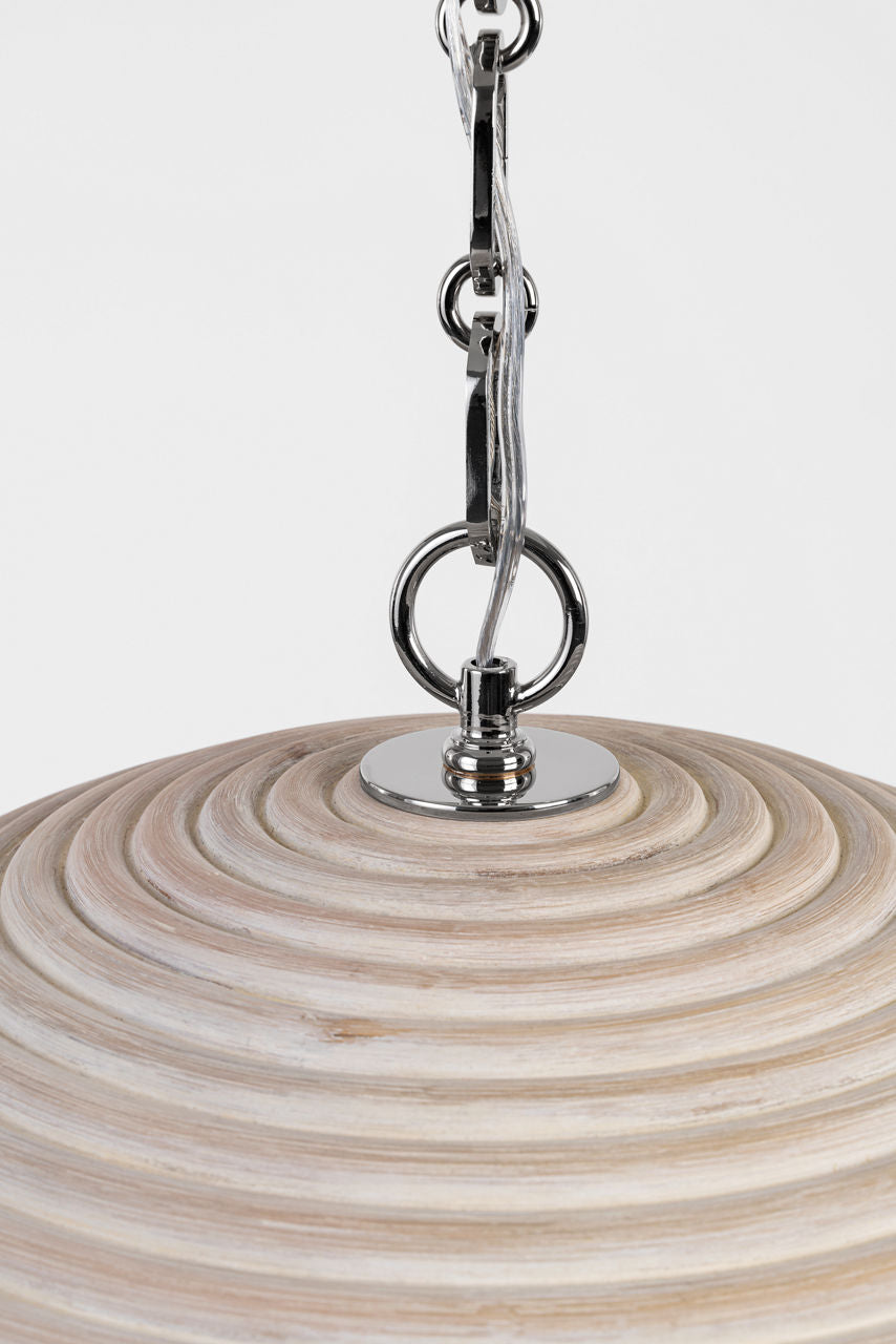 Emerson 23" Pendant | Polished Nickel | Ash Rattan Shade