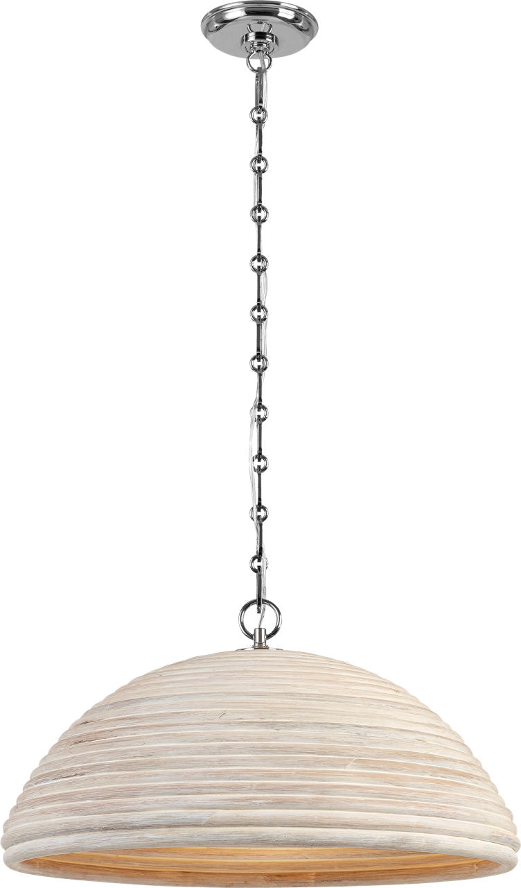 Emerson 23" Pendant | Polished Nickel | Ash Rattan Shade