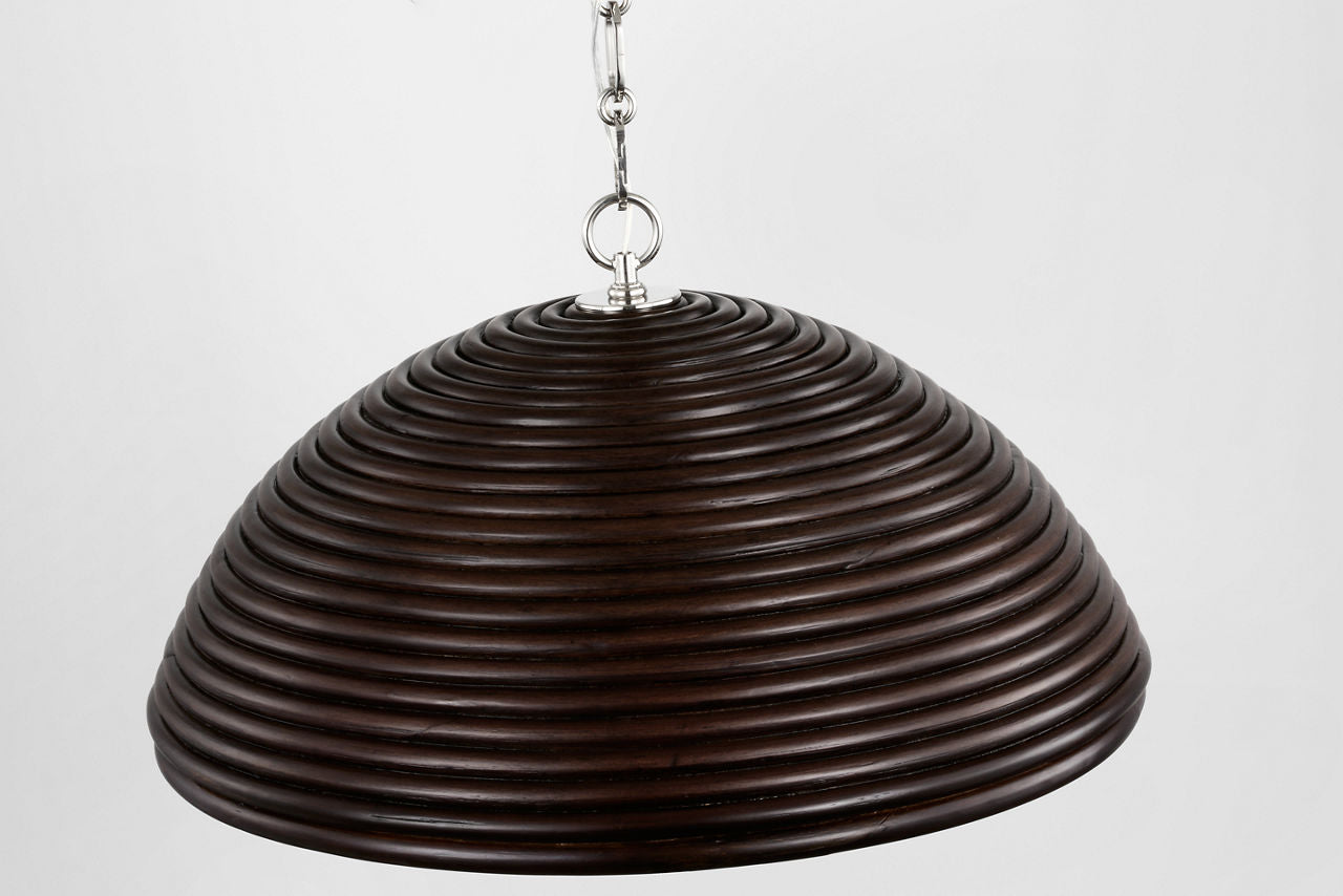 Emerson 23" Pendant | Polished Nickel | Espresso Rattan Shade