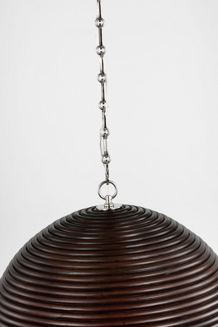 Emerson 23" Pendant | Polished Nickel | Espresso Rattan Shade