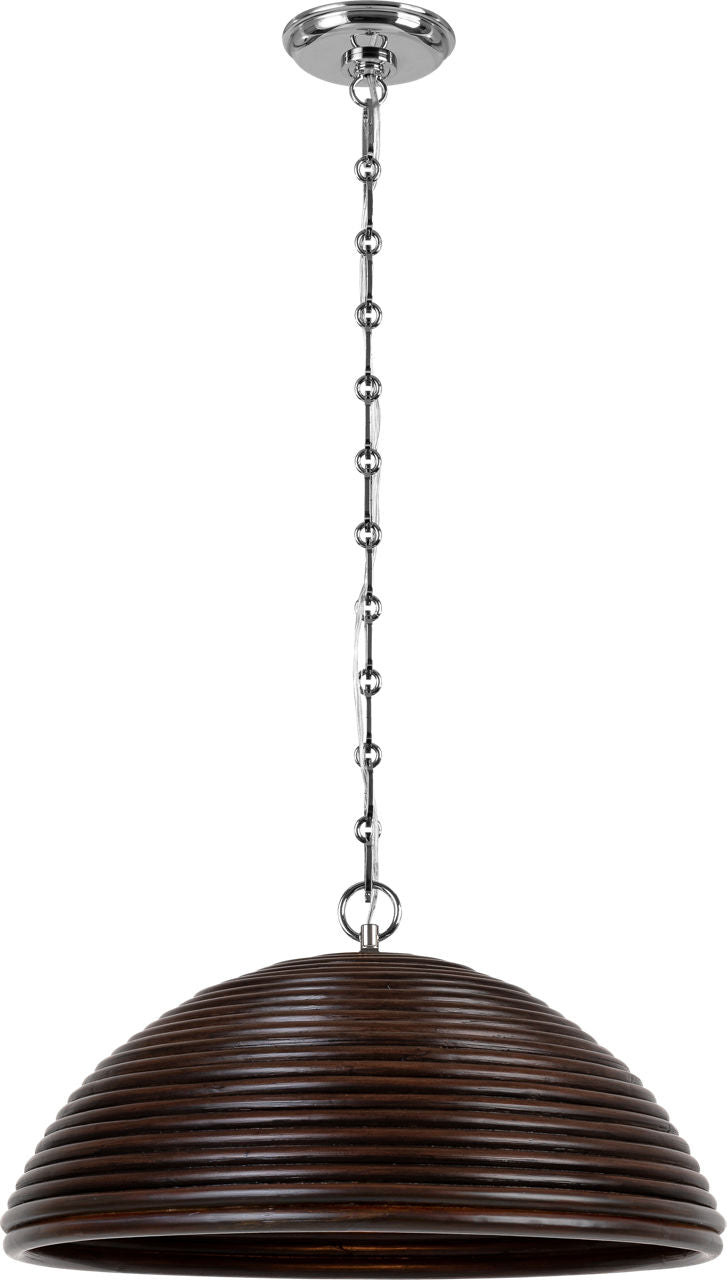 Emerson 23" Pendant | Polished Nickel | Espresso Rattan Shade