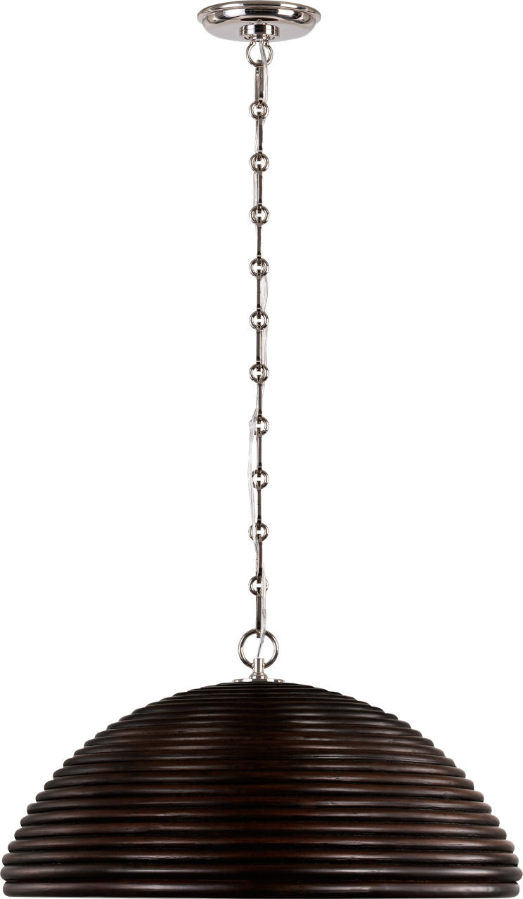 Emerson 23" Pendant | Polished Nickel | Espresso Rattan Shade