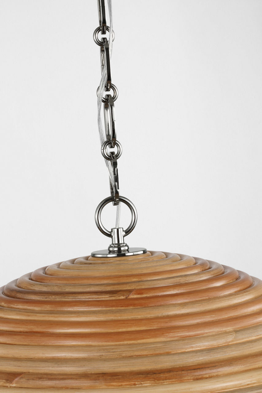 Emerson 23" Pendant | Polished Nickel | Natural Rattan Shade