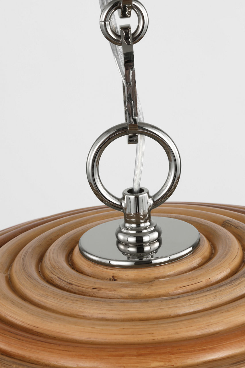 Emerson 23" Pendant | Polished Nickel | Natural Rattan Shade