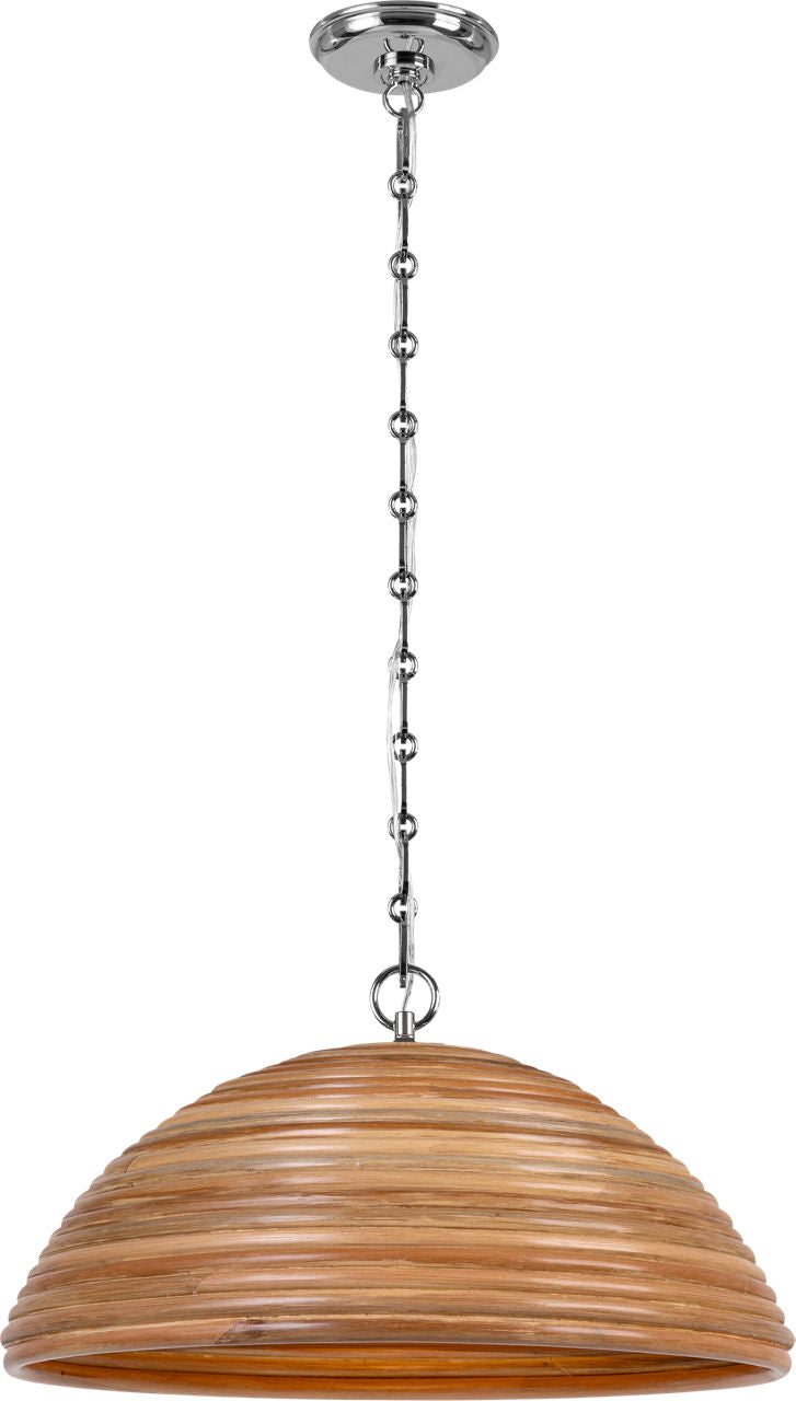 Emerson 23" Pendant | Polished Nickel | Natural Rattan Shade