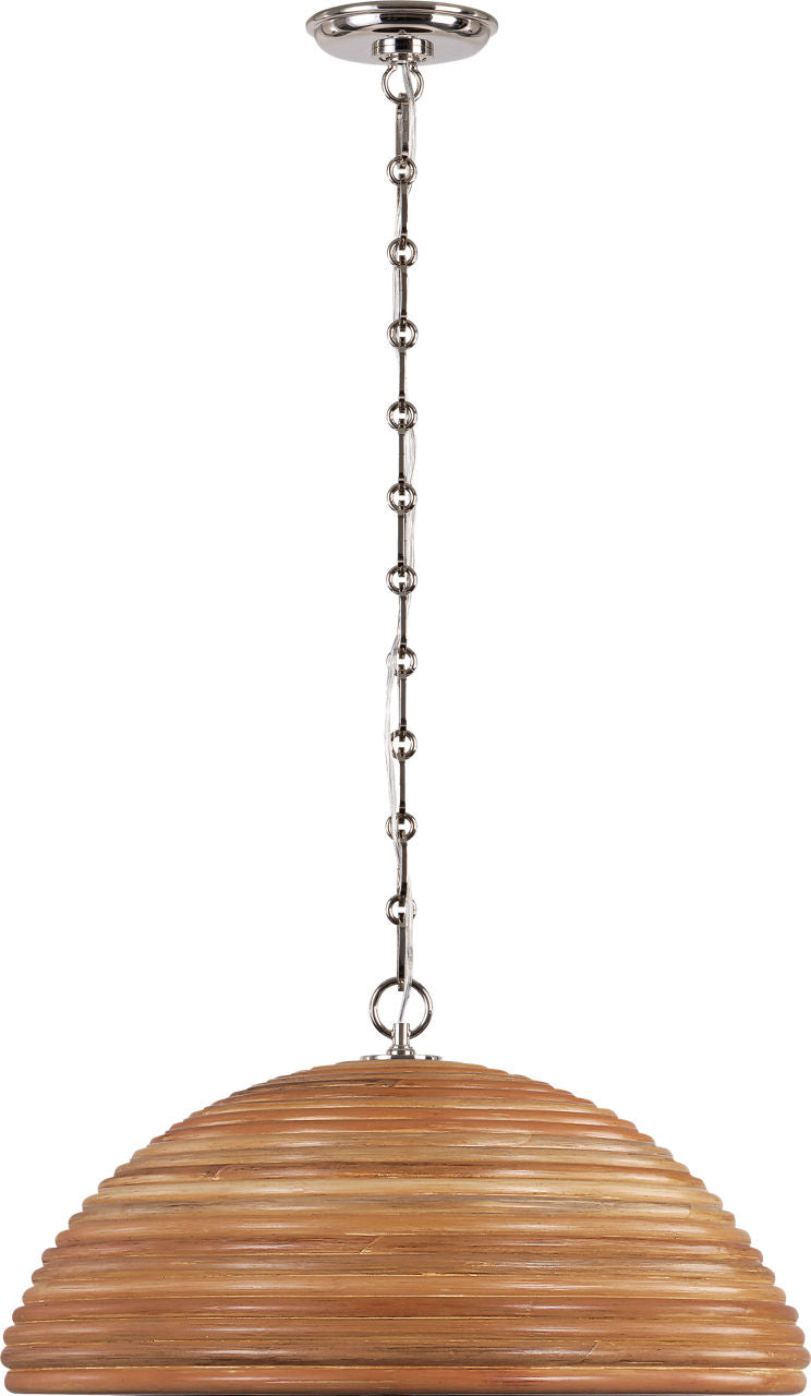 Emerson 23" Pendant | Polished Nickel | Natural Rattan Shade