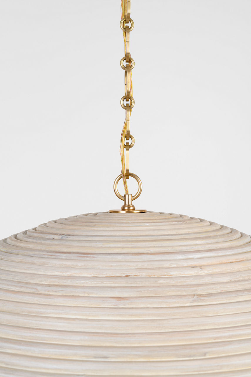 Emerson 29" Pendant | Hand-Rubbed Antique Brass | Ash Rattan Shade