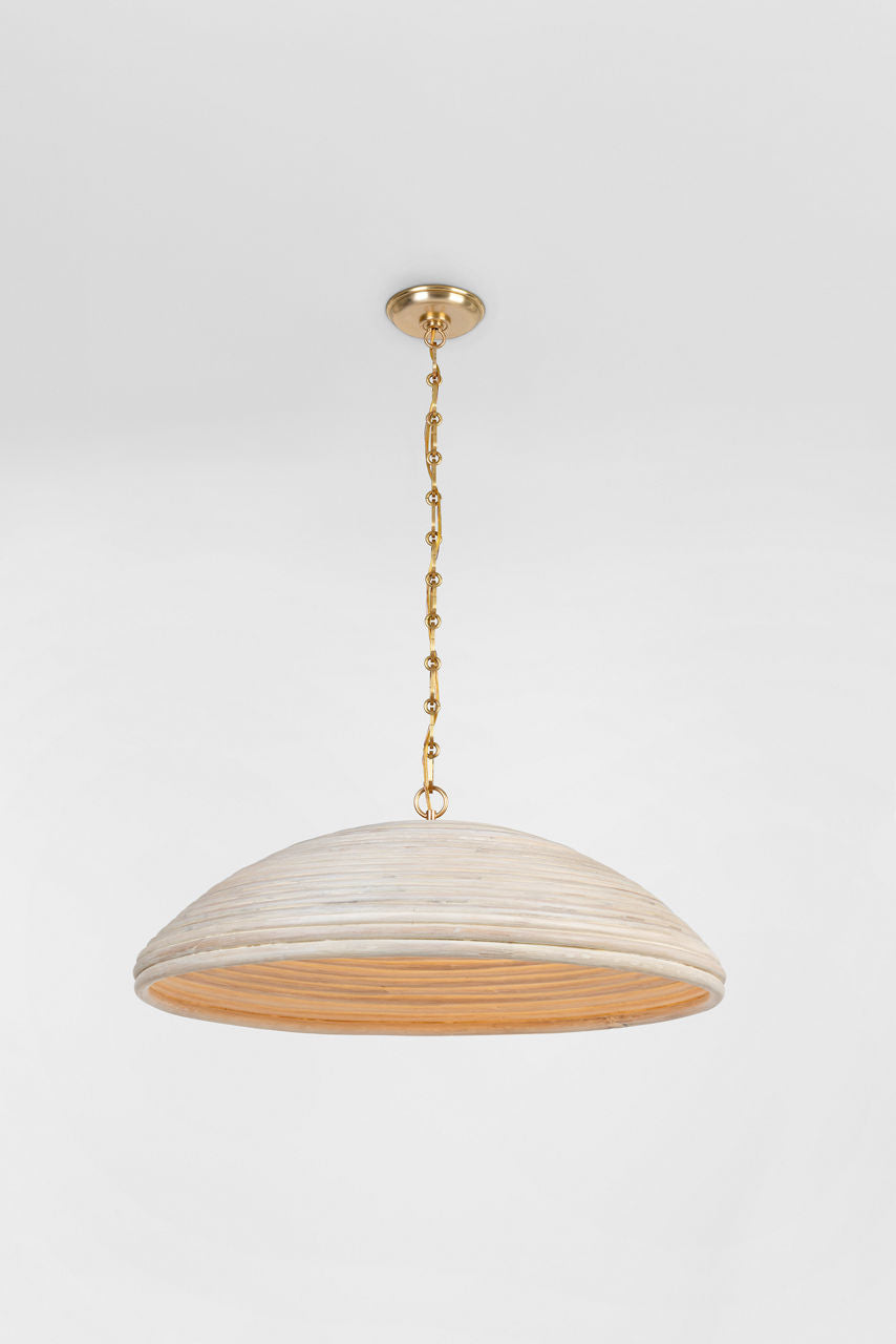 Emerson 29" Pendant | Hand-Rubbed Antique Brass | Ash Rattan Shade