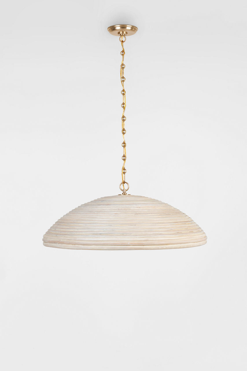 Emerson 29" Pendant | Hand-Rubbed Antique Brass | Ash Rattan Shade