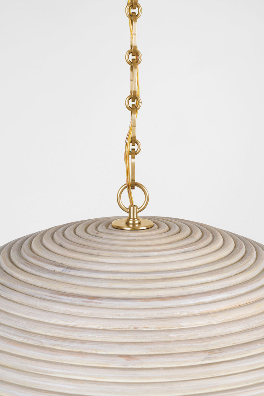 Emerson 29" Pendant | Hand-Rubbed Antique Brass | Ash Rattan Shade