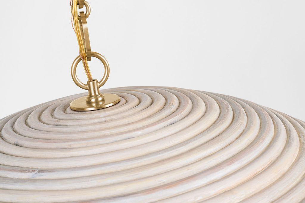Emerson 29" Pendant | Hand-Rubbed Antique Brass | Ash Rattan Shade