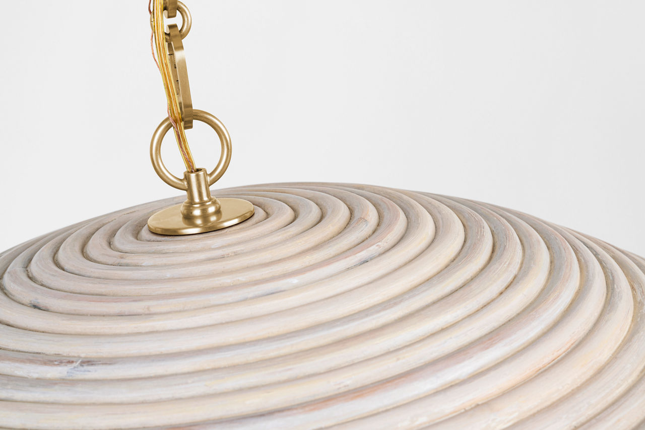 Emerson 29" Pendant | Hand-Rubbed Antique Brass | Ash Rattan Shade