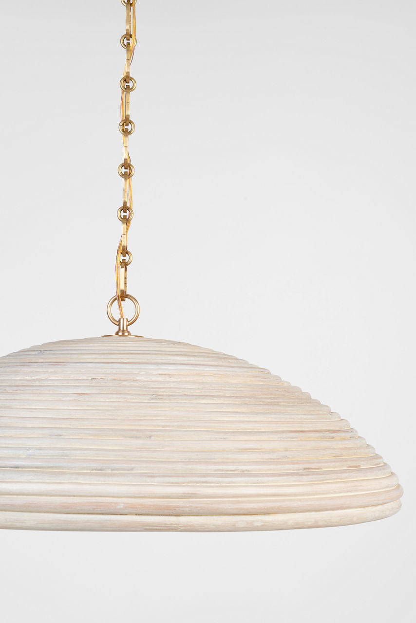Emerson 29" Pendant | Hand-Rubbed Antique Brass | Ash Rattan Shade