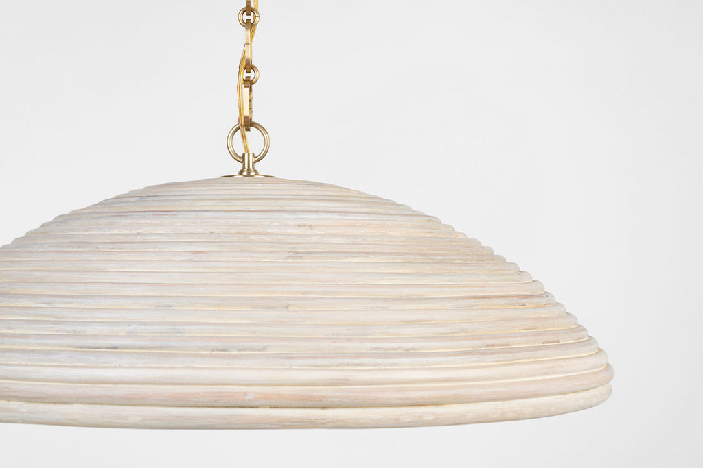 Emerson 29" Pendant | Hand-Rubbed Antique Brass | Ash Rattan Shade