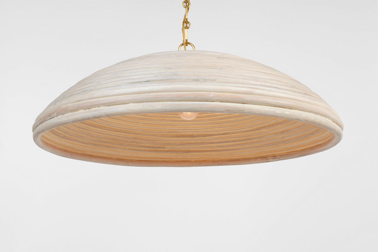 Emerson 29" Pendant | Hand-Rubbed Antique Brass | Ash Rattan Shade